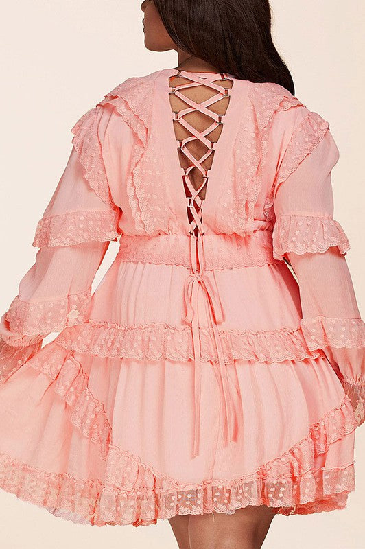La de París  Mini Dress - Peach