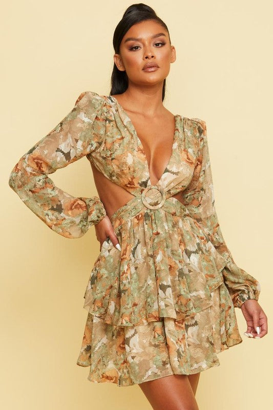 Flirt Alert Mini Dress - Hazel Sage