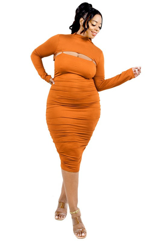 Día y Noche Midi Dress Set - Caramel
