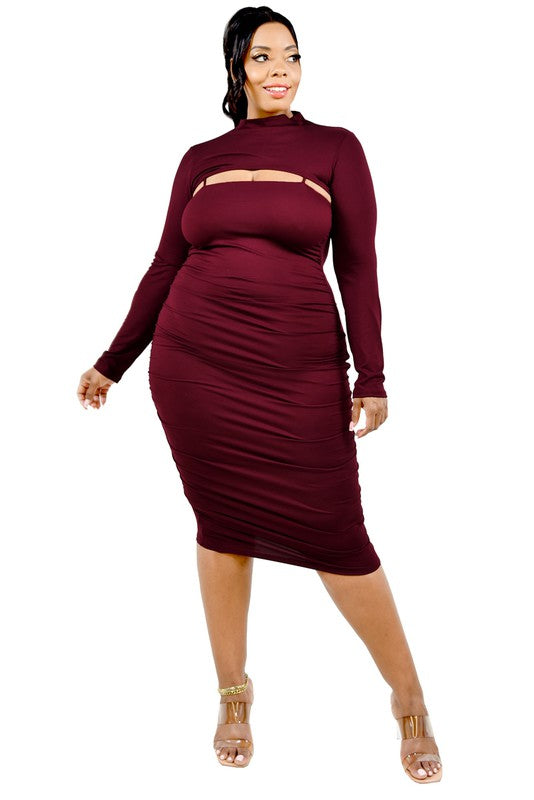 Día y Noche Midi Dress Set - Burgundy