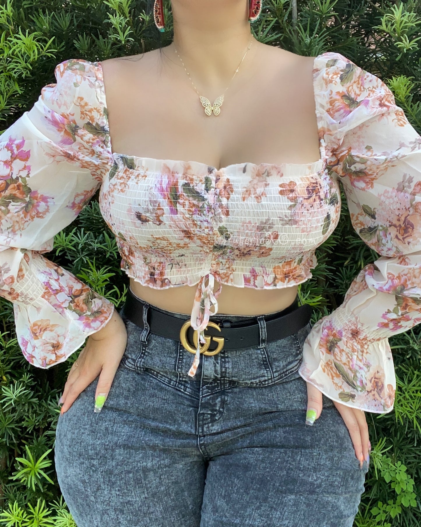 Mayari Top -Orange Florals