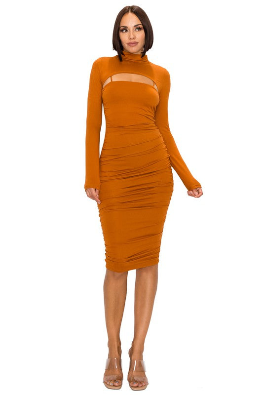 Día y Noche Midi Dress Set - Caramel