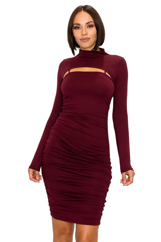 Día y Noche Midi Dress Set - Burgundy