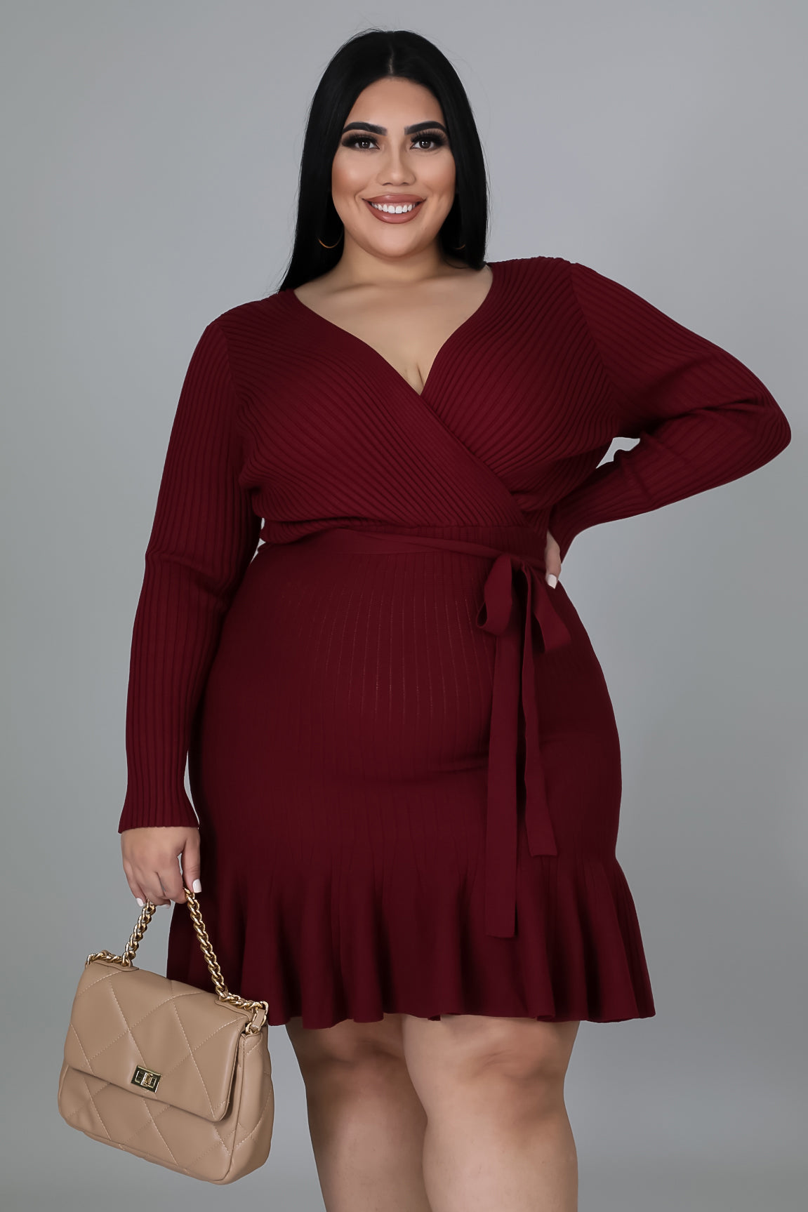 Kenia Sweater Dress - Burgundy