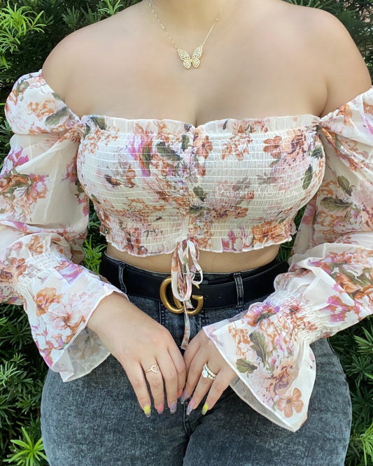 Mayari Top -Orange Florals