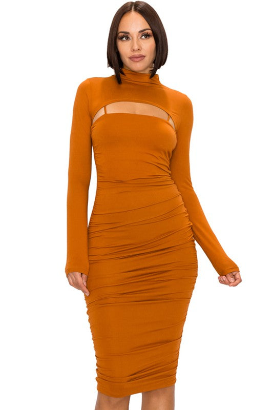 Día y Noche Midi Dress Set - Caramel