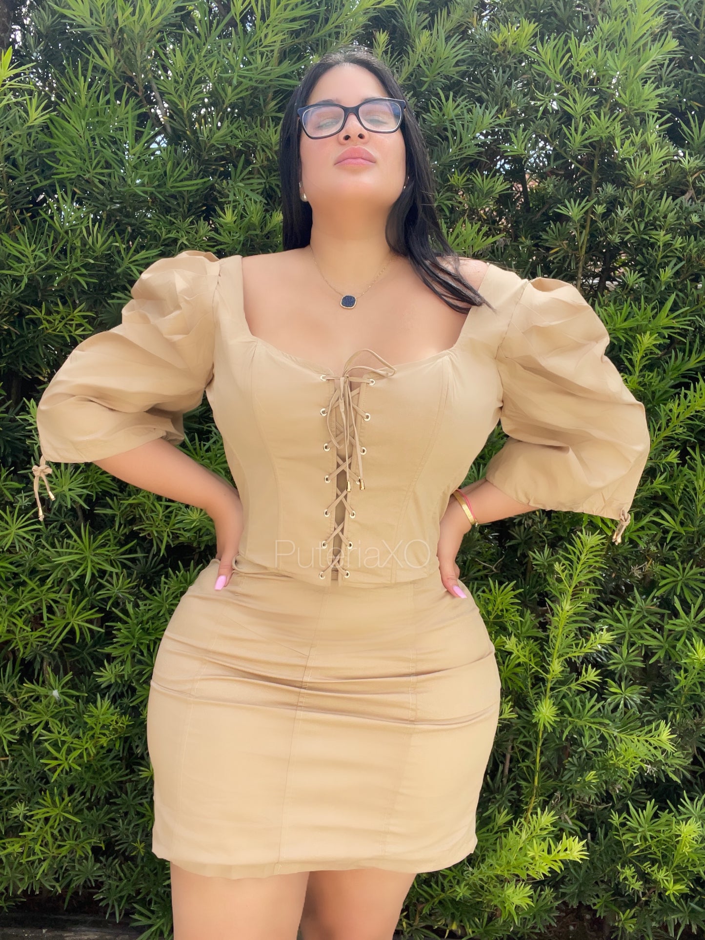 Bossy Babe Skirt Set - Taupe
