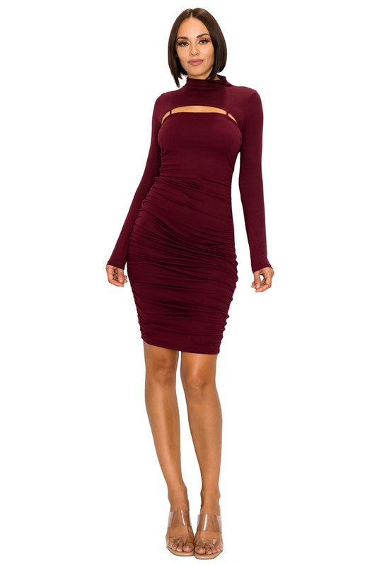 Día y Noche Midi Dress Set - Burgundy