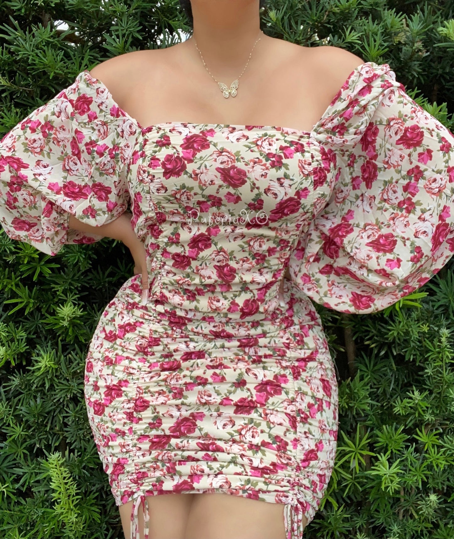Taddie Floral Dress - Beige