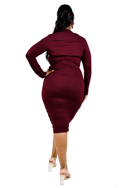 Día y Noche Midi Dress Set - Burgundy