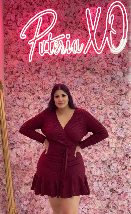 Kenia Sweater Dress - Burgundy