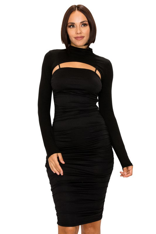 Día y Noche Midi Dress Set - Black